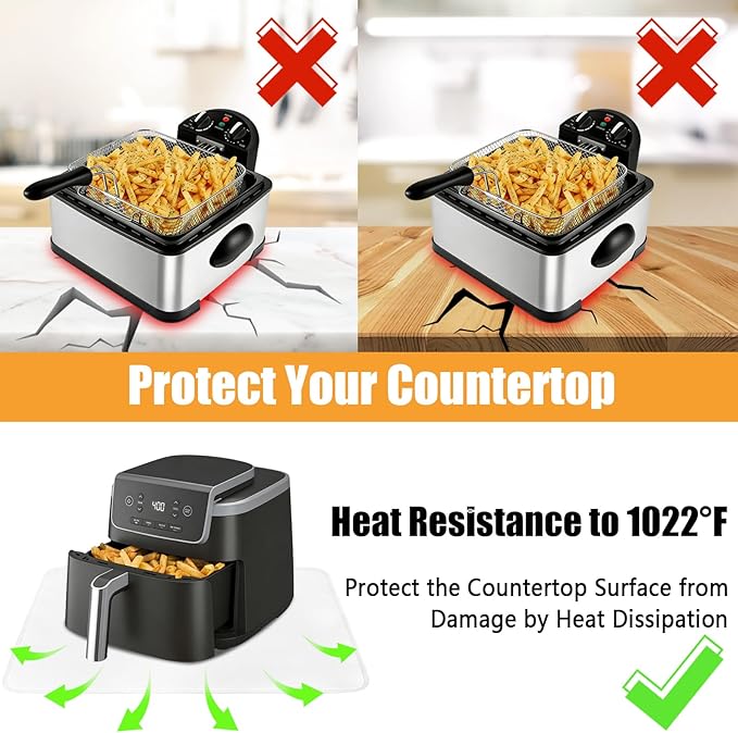 Heat Proof Mat for Air Fryer, Oven, Coffee Maker, 16x24in Heat Resistant Pad for Kitchen Countertop, Protective Mat for Quartz Counter, Appliance Mat Accessories