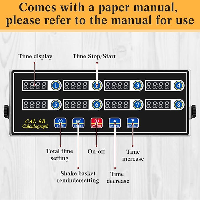 Relaxweex 1 Pack Commercial 8 Channel Digital Kitchen Timer, Multi-Countdown Timer with Loud Alarm & Large LCD Display, Wall Mount or Countertop for Restaurant, Fry Station, Baking & Lab Use