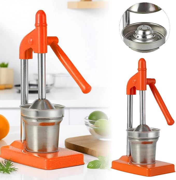 Cast Iron Hand Juicer, Manual Citrus Press, Heavy Duty Lime Lemon Orange Juicer for Fresh Juice, Easy Clean