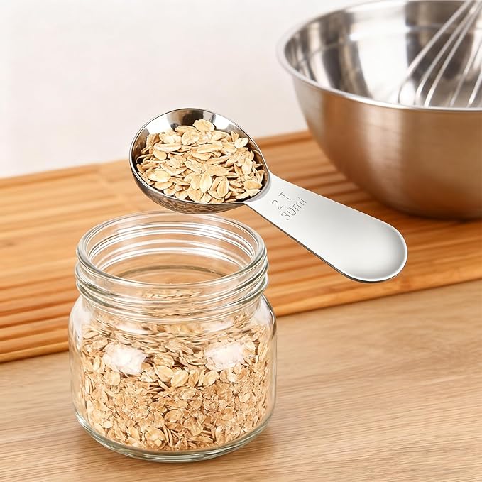 2pcs Tablespoon Coffee Scoop, Coffee Scoop Set, 15ml 30ml Tbsp Coffee Bean Measuring Spoon Stainless Steel Table Spoon Scoop with Short Handle Suitable for Tea Ground Sugar Flour