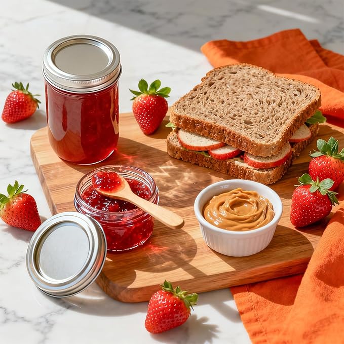 ComSaf Mini Mason Jars Bulk 4oz 16PCS, Regular Mouth Mason Jar with Lids and Seal Bands, Small Glass Canning Jar for Spice, Jam, Honey, Jelly, Dessert, Shower Wedding Favors, DIY Candles Decor