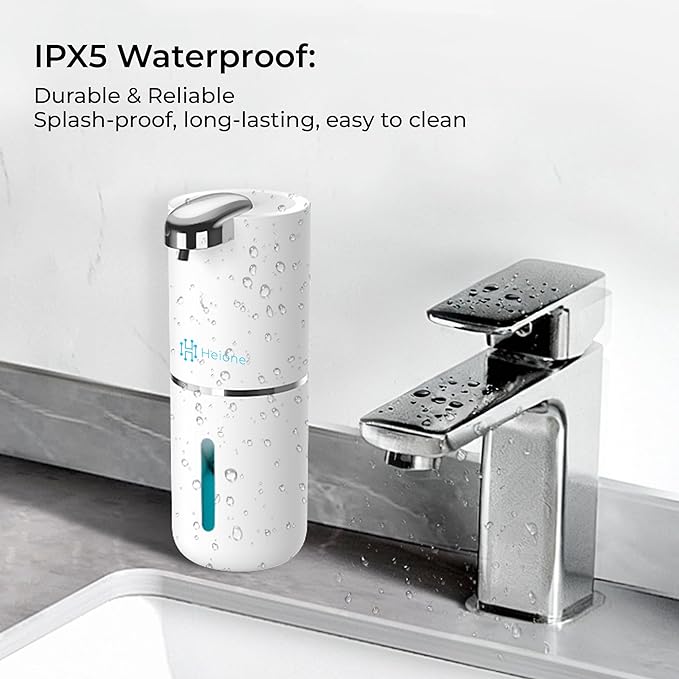 Automatic Touchless Liquid Soap Dispenser (White, 12.8oz) | USB-C Rechargeable, IPX5 Waterproof | Ideal for Bathroom & Kitchen Sink | Wall Mount or Countertop for Hand & Dish Soap