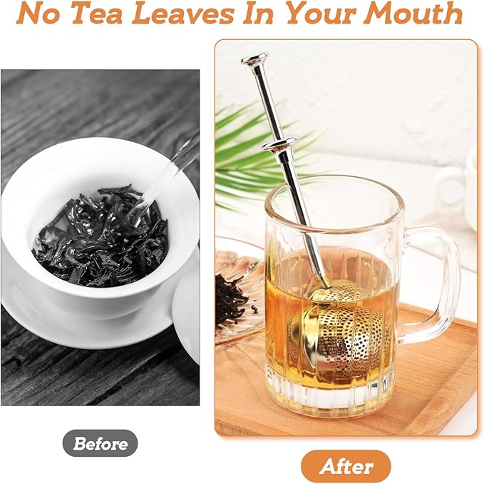 Tea Ball Tea Infuser for Loose Leaf Tea, Stainless Steel Tea Strainers Loose Leaf Tea Steeper with Retractable Long Handle, Fine Mesh Tea Diffusers Filters Reusable Tea Accessories for Tea Lovers