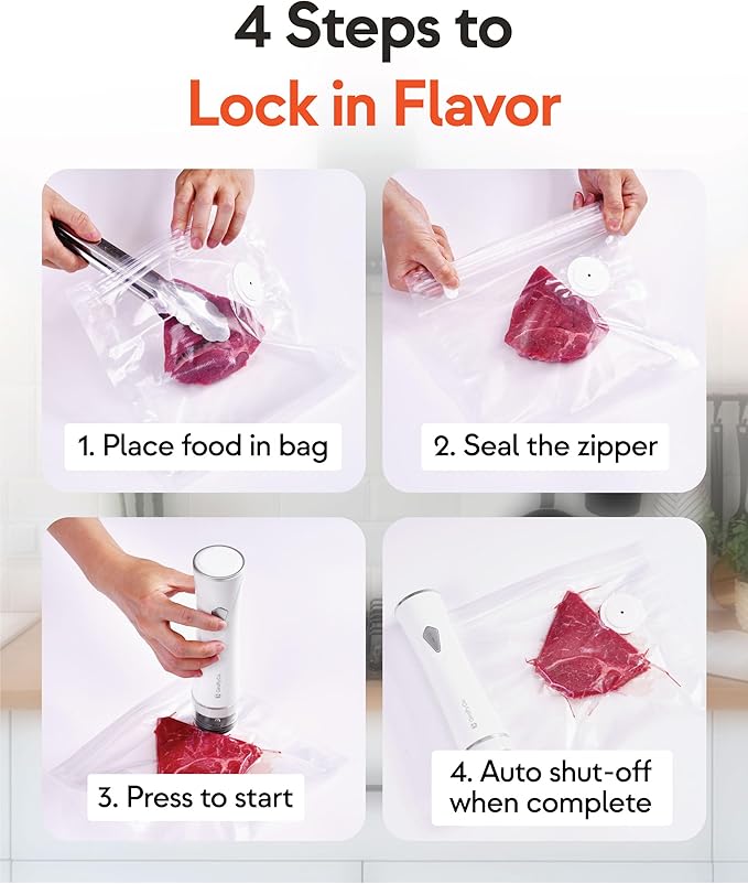 Reusable Vacuum Sealer Bags – 30 Big Food Storage Bags (30x34cm/11.8x13.4in), BPA-Free, Leak-Proof & Odor-Resistant, Compatible with Vacuum Sealer Machines