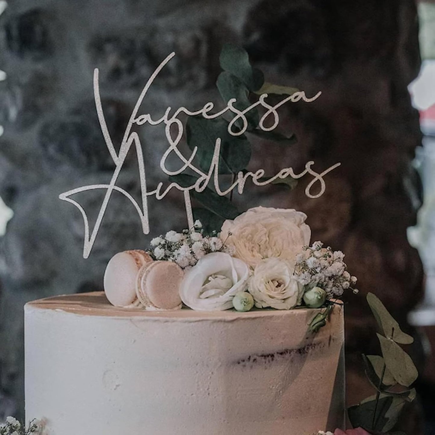 Personalized Wedding Cake Topper, Gold Cake Topper For Wedding, Rustic Weddings Cakes Topper, Personalized Acrylic or Wood Cake Decoration for Engagement, Anniversary, Bridal Shower 1