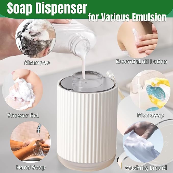 Automatic Soap Dispenser, Touchless Foaming Soap Dispenser Bathroom,Upgrade Hand & Dish Electric Dispenser 4-Level Adjustable Waterproof Wall Mount Kitchen Auto Soap Pump for Thin & Thick Liquid