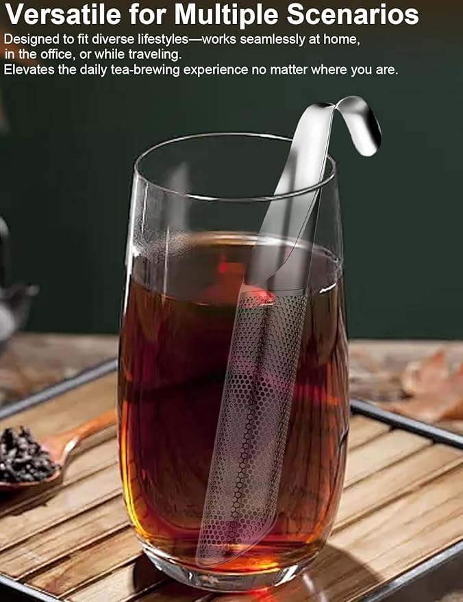 7 Pcs Reusable Stainless Steel Tea Infuser Set for Loose Tea(Complete Set） - 2 Pack Fine Mesh Tea Infuser with Tea Tray(Hook),Serving Tongs, Tea Spoon,Steel Wire Dishcloth,Cleaning Brush