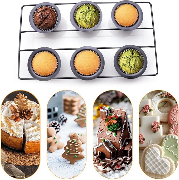 Popover Cake Pan, Non-Stick Muffin, Muffin Pan Cupcake Pan, Cupcake Bakeware for Oven Baking Vertical Cup Design 6-Cavity Versatile Waffle Pudding Pan Black