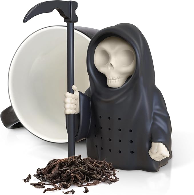 Genuine Fred Grim Steeper Reusable Silicone Tea Infuser,Black Grim Reaper Design,Fun and Clever Kitchen Gadget for Tea Lovers and Enthusiasts,(Pack of 2)