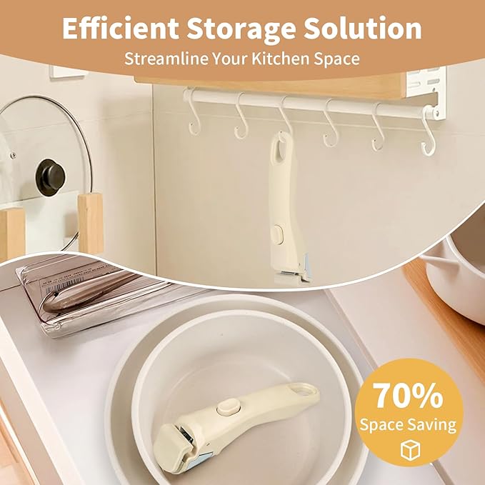 Removable Handle Beige, Detachable Handle for Pots and Pans, Universal Cookware Handles, Compatible with Thin Edge Cookware, 2 Pack