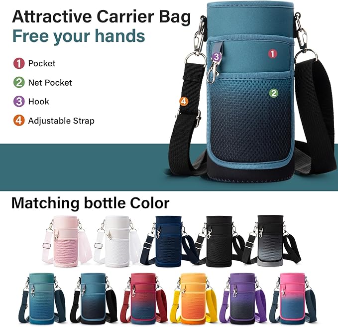 DYSANKY 32 oz Insulated Water Bottle | Thickened Stainless Steel Vacuum Metal | Portable Sports Water Jug for Gym and Hiking with Straw, Carrier Bag, Handle Strap | BPA-Free 32 oz