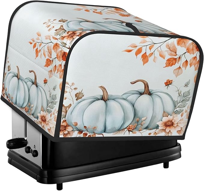 Toaster Cover 4 Slice Pumpkin Fall Leaf Thanksgiving Kitchen Small Appliance Covers with Pockets Dust and Fingerprint Protection