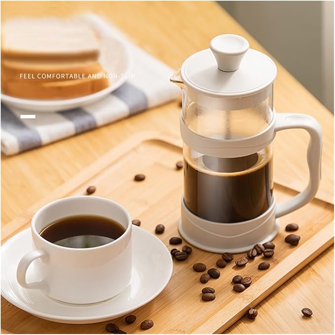 Transparent Glass French Press Pot Heat-resistant Coffee Teapot Filter Cup Hand Punch Cold Brew Pot Household Office Coffee Cups(1pcs1L)