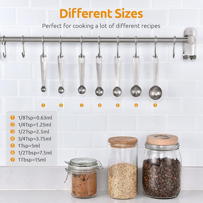 U-Taste 18/8 Stainless Steel Measuring Spoons Set for Dry and Liquid Ingredients(Set of 7), and Upgraded Measuring Cups and Spoons Set of 10 with Reinforced Welded Handle (Color)