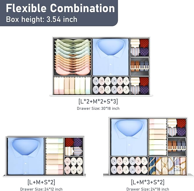 DIMJ Drawer Organizer Clothes Storage - 28 Pack Baby Dresser Organizer for Nursery, Foldable Closet Drawer Organizer Bins for Bedroom Organization, Fabric Storage Dividers for Socks, Underwears, Bras
