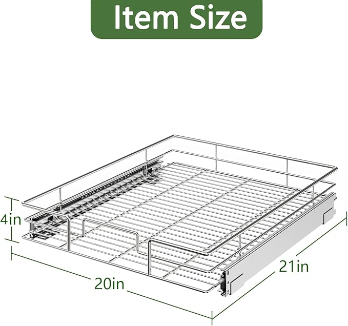 LOVMOR Pull Out Cabinet Organizer 20"W x 21"D, Kitchen Cabinet Pull Out Shelves Slide Out Storage