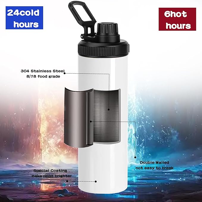 4 Pack 20oz Sublimation Tumblers, Flat Edge Sublimation Tumbler, Skinny Straight Sublimation Tumbler,Rubber Bottom, Individual Box (4, HANDLE LID B)