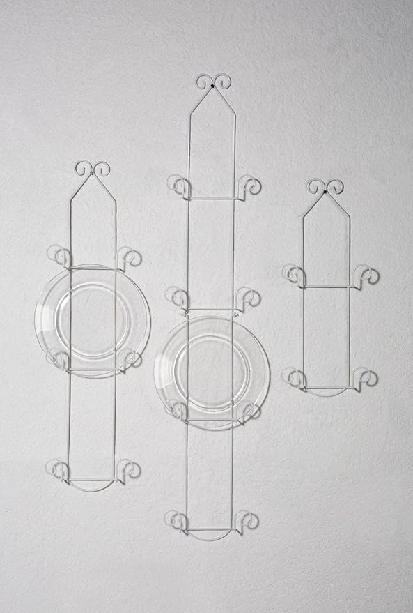 Tripar 2 Tier Vertical White Plate Rack for Collectible Plates, Plaques, Dishes, & China