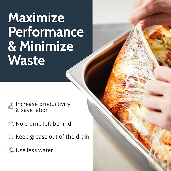 PanSaver Clear Pan Liners for Easy Clean Up - Disposable Buffet Pan Liners, Ovenable up to 400F (Half Pan Liner - 12.5 x 5.5 IN)
