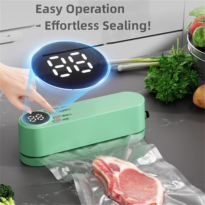 Vacuum Sealer, Mini Cordless Vacuum Sealer, Handheld Portable Rechargeable Snack Bag Sealing Machine with Air Pump, for Dry/Moist Food Storage with 10 Compression Bags