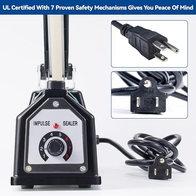 Sealer Pro, Patented 16-inch Impulse Heat Sealer, 5-mm Sealing Width Super Heavy Duty Bag Sealing Machine with Extra 2 Replacements, 1Fuse Included, WHITE