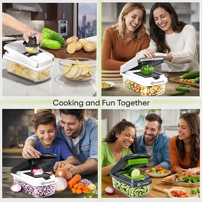 Compact Premium Vegetable Chopper, Mandoline Slicer, Veggie Chopper Food Chopper Container, Vegetable Cutter, Onion Salad Vegetable Chopper, Fruit Slicer, Shredding (Black & White)