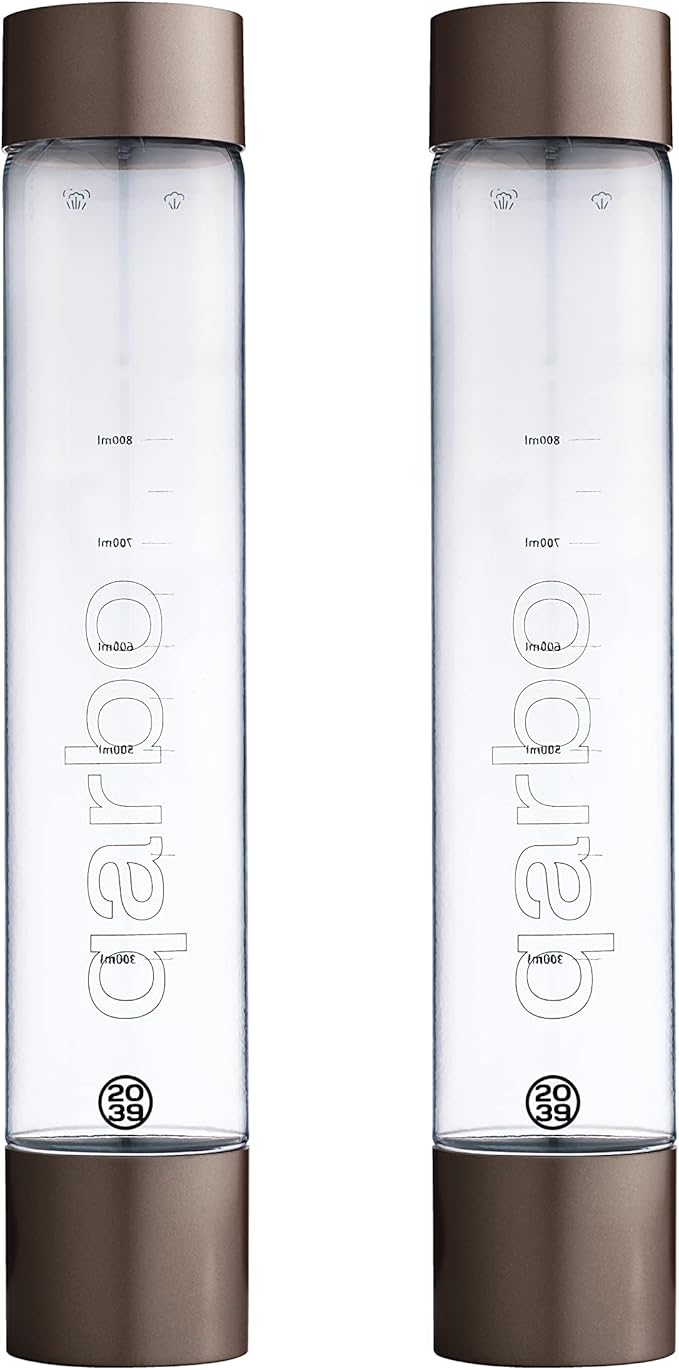 TWENTY39 qarbo CLASSIC 1L Water Bottles for Sparkling Water Maker and Fruit Infuser - Set of 2 (Dark Bronze)
