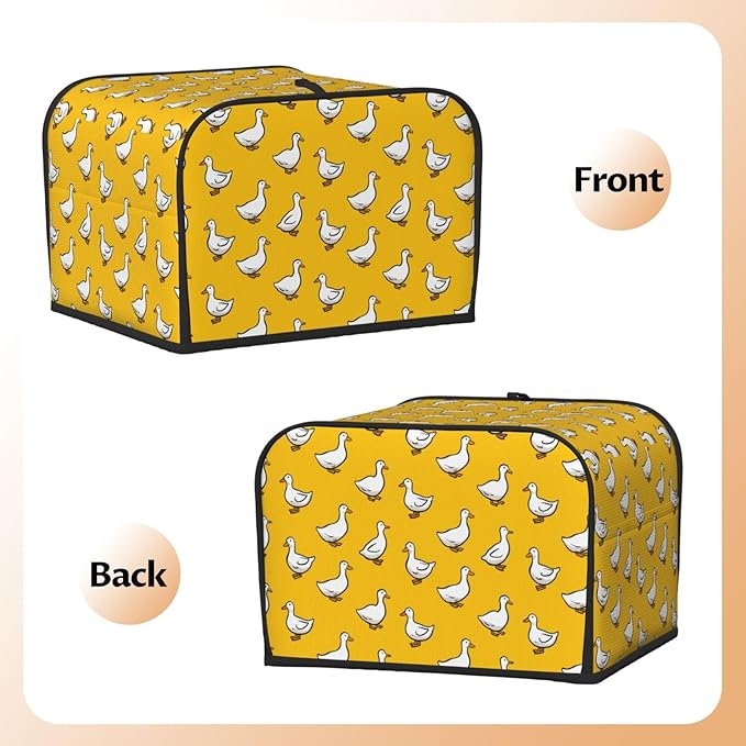 Toaster Cover 4 Slice Yellow Duck Pattern Kitchen Small Appliance Covers with Pockets Dust and Fingerprint Protection