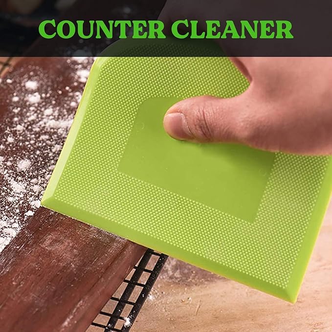 SURDOCA Dough Scraper Bench Scraper - 3P 11.8x7.3" Plastic Flexible Bowl Scraper, Sharp Edge & Angles Cake Scraper. Non-Slip Bakeware Decorating Tools Sculpting & Modeling Tools - White+Blue+White