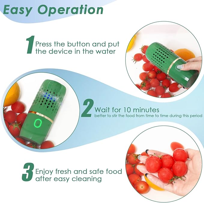 Cudinham Fruit and Vegetable Purifier Cleaner Washing Machine Capsule Shape Disinfection OH-ion Purification Technology for Cleaning Veggie Grains Rice Meat Seafood, Green