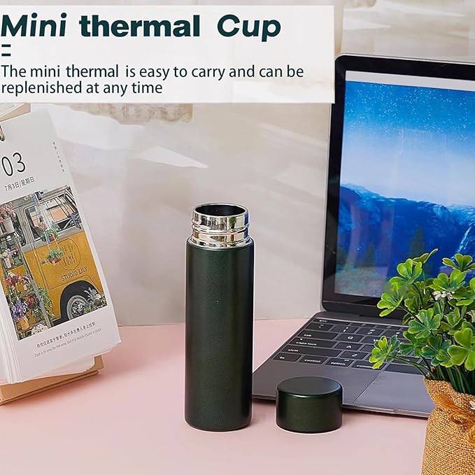 Irenare 5oz Mini Water Bottle Mini Insulated Stainless Steel Bottle Purse Water Bottle Cute Leak Proof Flask Keeps Drink Cold and Hot for Purse Women(Dark Green,1 Piece)