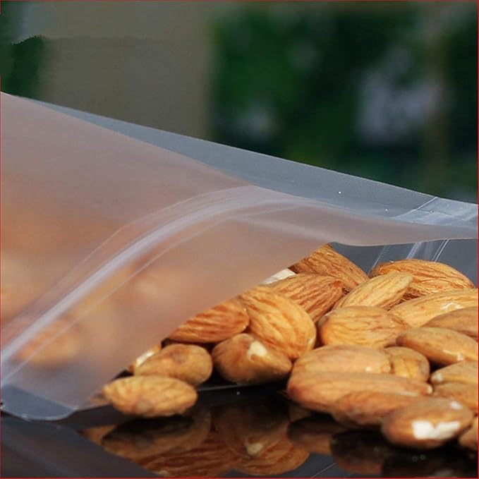 PABCK 100 Pack Resealable Stand Up Bags Matte Clear Zipper Lock Heat Seal Pouches with Tear Notch for Zip Food Storage Lock Packing 14x20cm (5.5x7.9 inch)