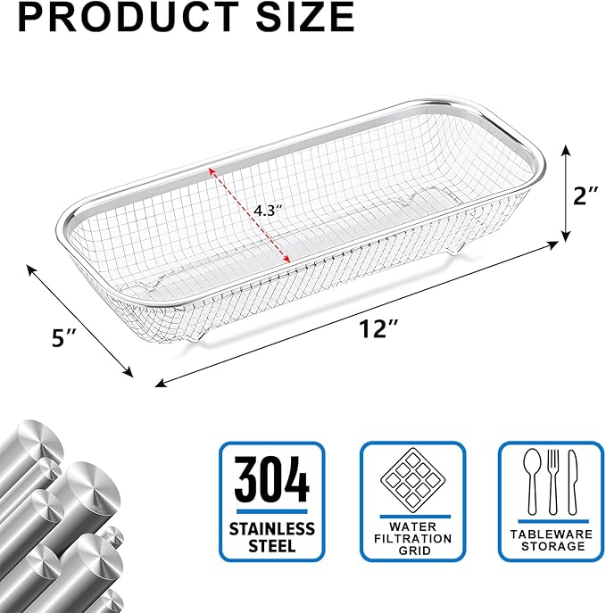 Utensil Drying Rack, 2 Pack Stainless Steel Utensils Holder Dishwasher Silverware Basket, Compact Dish Rack Chopsticks Spoons, Forks, Knifes Drainer Basket Organizer for Kitchen Counter