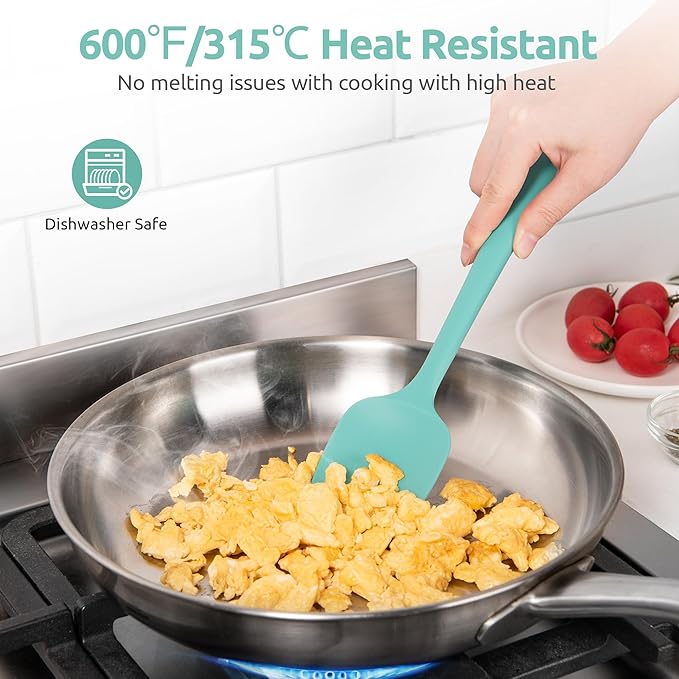 U-Taste 18/8 Stainless Steel Measuring Cups and Spoons Set of 10 (Multi) and 600ºF Heat Resistat Silicone Flexible Baking Spoon Spatula & Cooking Scoop Spoonula (Aqua Sky)