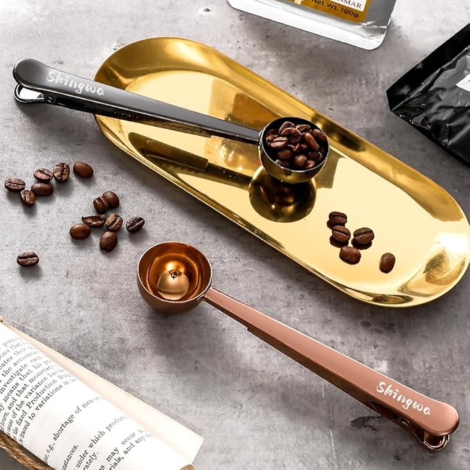 Coffee Scoop with Bag Clip, Multi-Function Milk Powder Measuring Spoon, 20ml (2*Black)