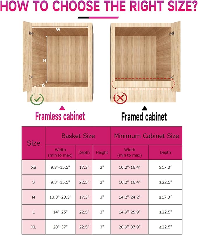 Pull Out Cabinet Organizer, Expandable(14.9"~25.9") Cabinet Drawers Slide Out, Adjustable Width Roll 0ut Shelf Cabinet Organizer for Kitchen Base Cabinet Organization (Large, 2Pack)