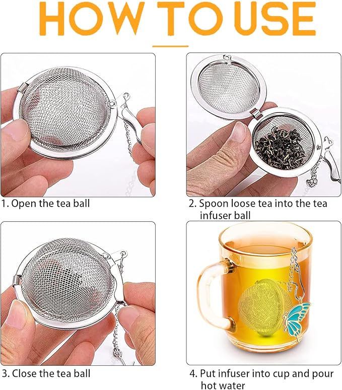 NSTaygate 2pcs Tea Steeper for Loose Tea,Tea Infuser Tea Balls for Loose Tea with Charm Handmade Cute Butterfly BFF Pendant Loose Leaf Tea Steeper Tea Strainer for Girls Women Best Friend Gift