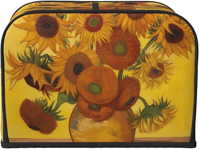 Sunflowers Painting Covers for Toasters 4 Slice,Cute Funny Bread Machine Cover with Handle,Washable Stain Resistant Kitchen Small Appliance Cover Dining Decor