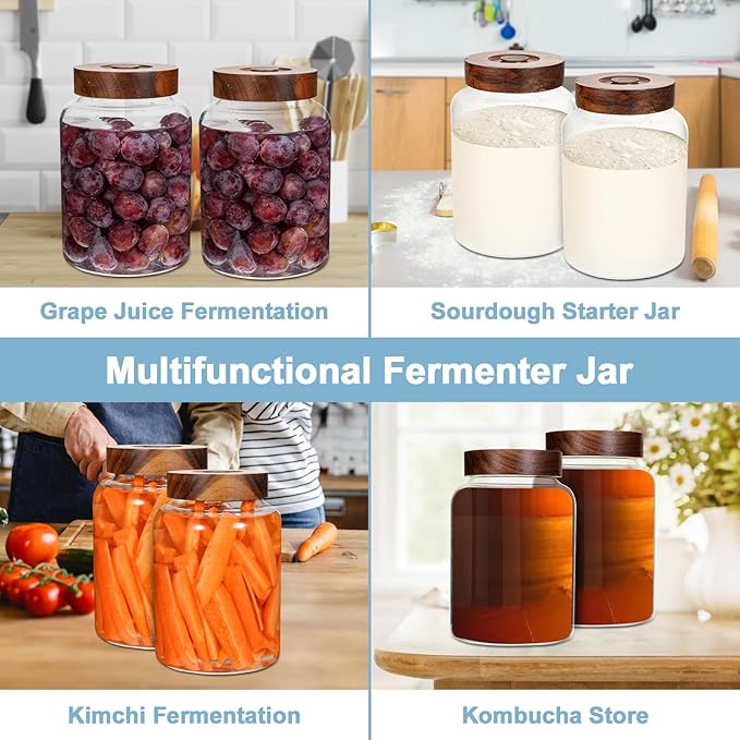 Glass Spice Jars Seasoning Containers Small Glass Jars with Lids Airtight Food Storage Canister for Kitchen Pantry Sugar Tea Coffee Bean Nuts Cookies Herbs Salt (60oz(1800ml)*1 pack)