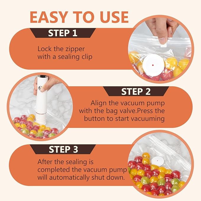 Vacuum Sealer For Food (Compact Vacuum Sealers+30 Reusable Vacuum Bags), Powerful Handheld Vacuum Sealer for 10X Preservation & Fresh