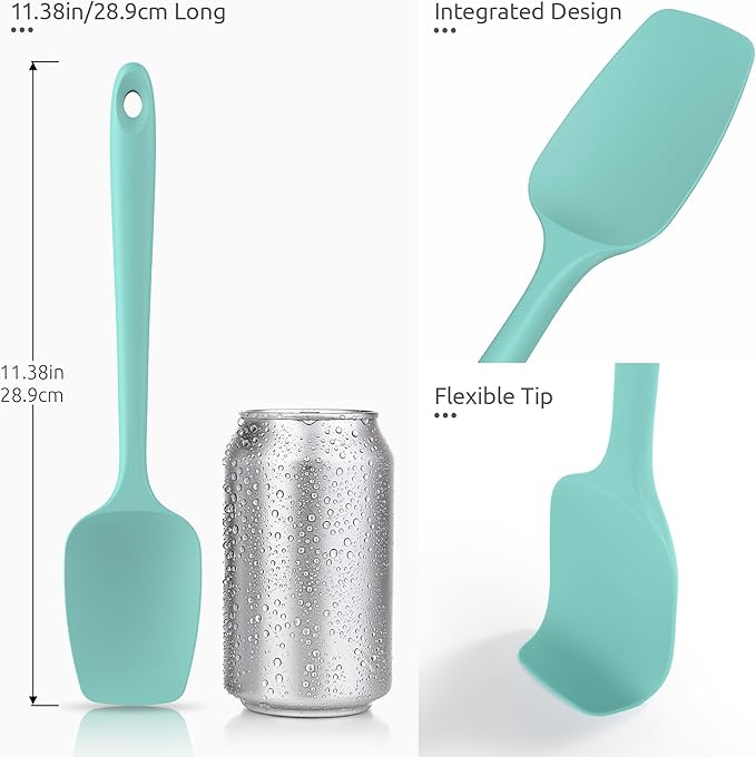 U-Taste 18/8 Stainless Steel Measuring Cups and Spoons Set of 10 (Multi) and 600ºF Heat Resistat Silicone Flexible Baking Spoon Spatula & Cooking Scoop Spoonula (Aqua Sky)