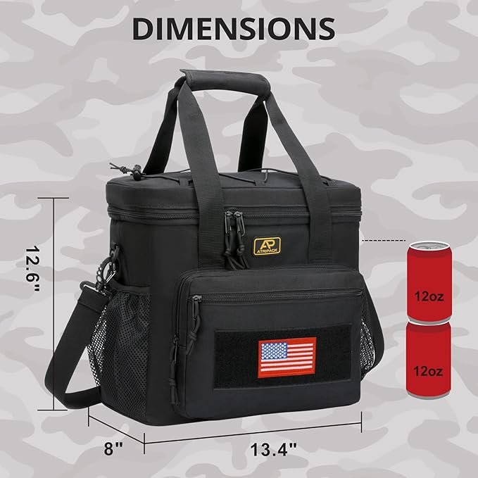 ATRIPACK Lunch Box for Men, Tactical Lunch Bag MOLLE Webbing Leakproof Insulated Large Lunch Cooler Women Adult Meal with Adjustable Shoulder Strap Durable Lunch Pail (Black)