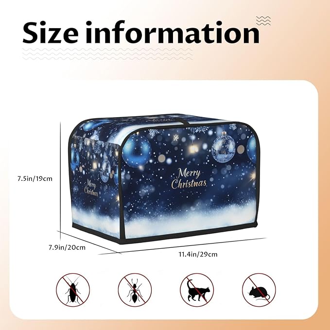 Toaster Cover 2 Slice Christmas Ball Blue Snow Winter Kitchen Small Appliance Covers with Pockets Dust and Fingerprint Protection