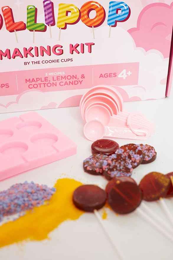 The Cookie Cups Lollipop Making Kit for Kids - Create 12 Delicious and Colorful Lollipops, Candy Making Kit for Boys and Girls, Kids Cooking Set