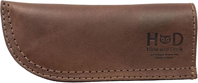 Hide & Drink, Rustic Hot Handle Holder, Fits 4-in-Long Skillet Pan Handles, Cast Iron Panhandle Potholder, Double Layered & Stitched, Handmade from Full Grain Leather, Bourbon Brown
