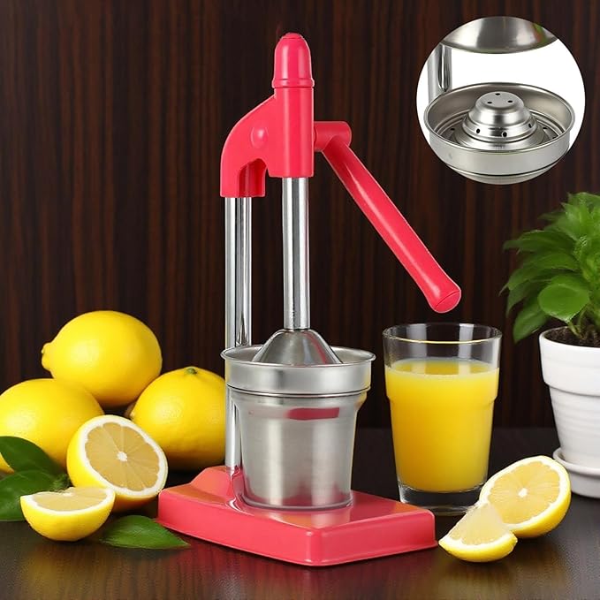 Cast Iron Hand Juicer, Manual Citrus Press, Heavy Duty Lime Lemon Orange Juicer for Fresh Juice, Easy Clean