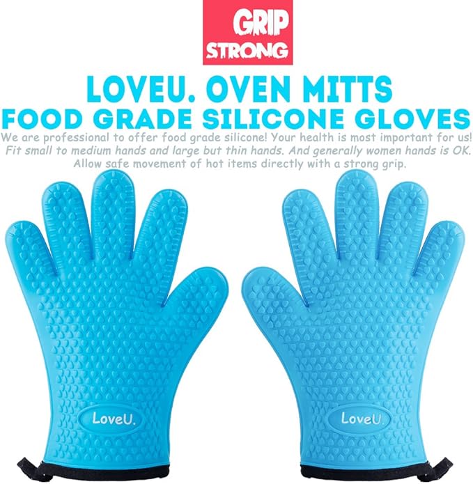 Silicone Oven Gloves with Square Air Fryer Liners - Non-Stick Heat Resistant Kitchen Accessories
