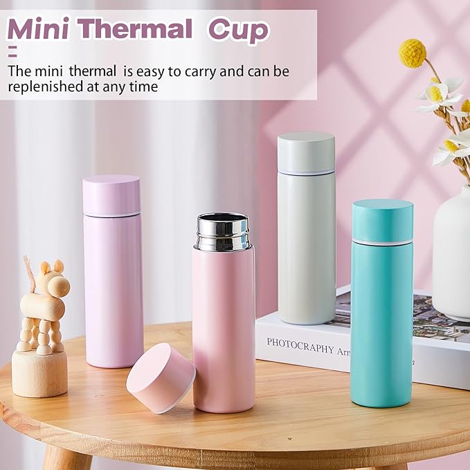 Irenare 5oz Mini Water Bottle Mini Insulated Stainless Steel Bottle Purse Water Bottle Cute Leak Proof Flask Keeps Drink Cold and Hot for Purse Women(Purple,1 Piece)