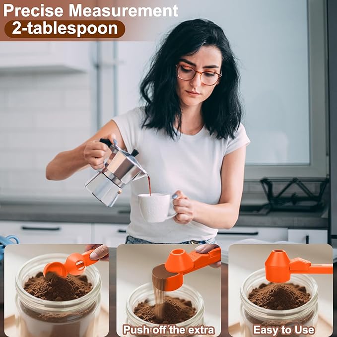 Palksky Coffee Scoop & Funnel for Reusable K Cup Refillable Coffee Pods,2 Tablespoon Coffee Measuring coffee Scooper,1PCS(Orange)