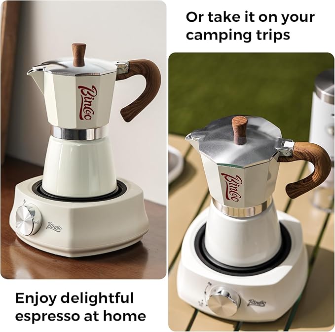 Bincoo Blue Moka Pot 6 Cups, Espresso Maker Stovetop, Aluminum Espresso Pot Classic Italian Coffee Maker,Single Safety Valve